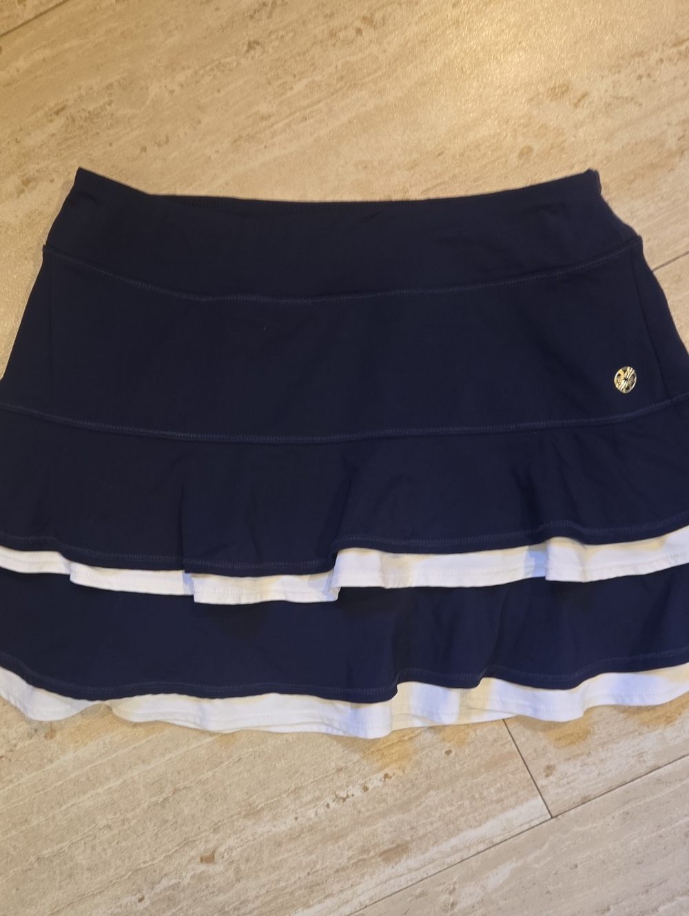 Lilly Pulitzer Luxletic Navy/White Tiered Leisure Skort